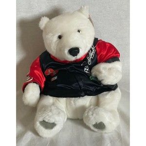 Dale Earnhardt Coca-Cola NASCAR White Teddy Polar Bear with Black Racing Jacket